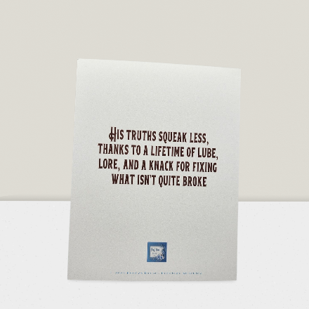 White card with black text on a white background