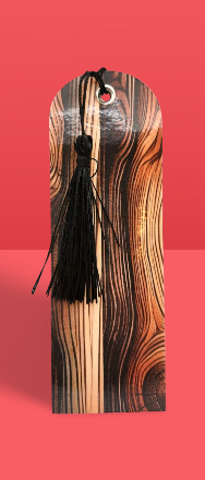 bookmark with black tassel on a red background