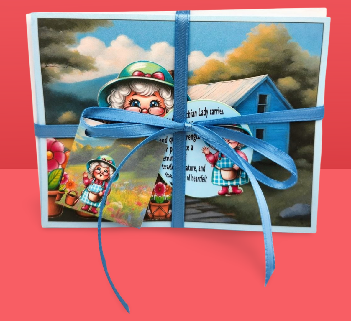 Animated book with a blue ribbon on a red background