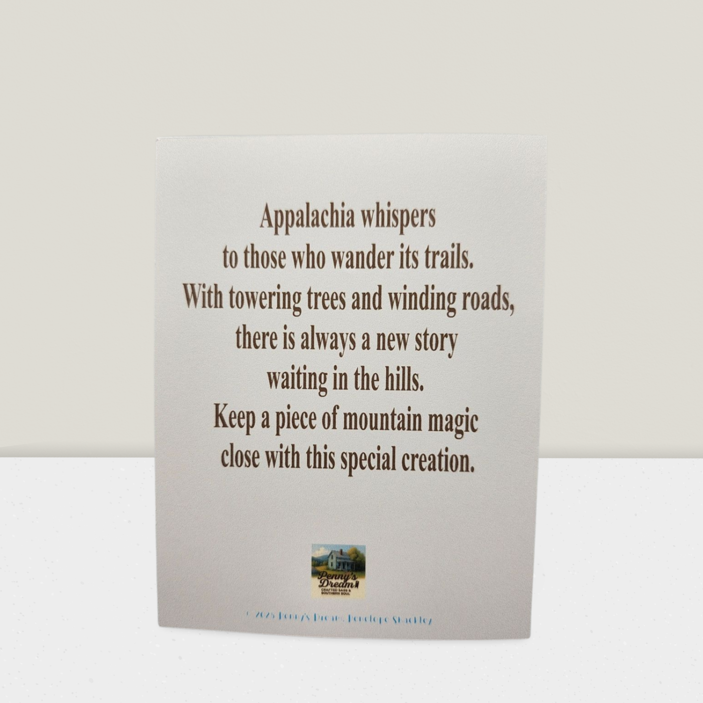 Product packaging with Appalachian-themed text on a white background