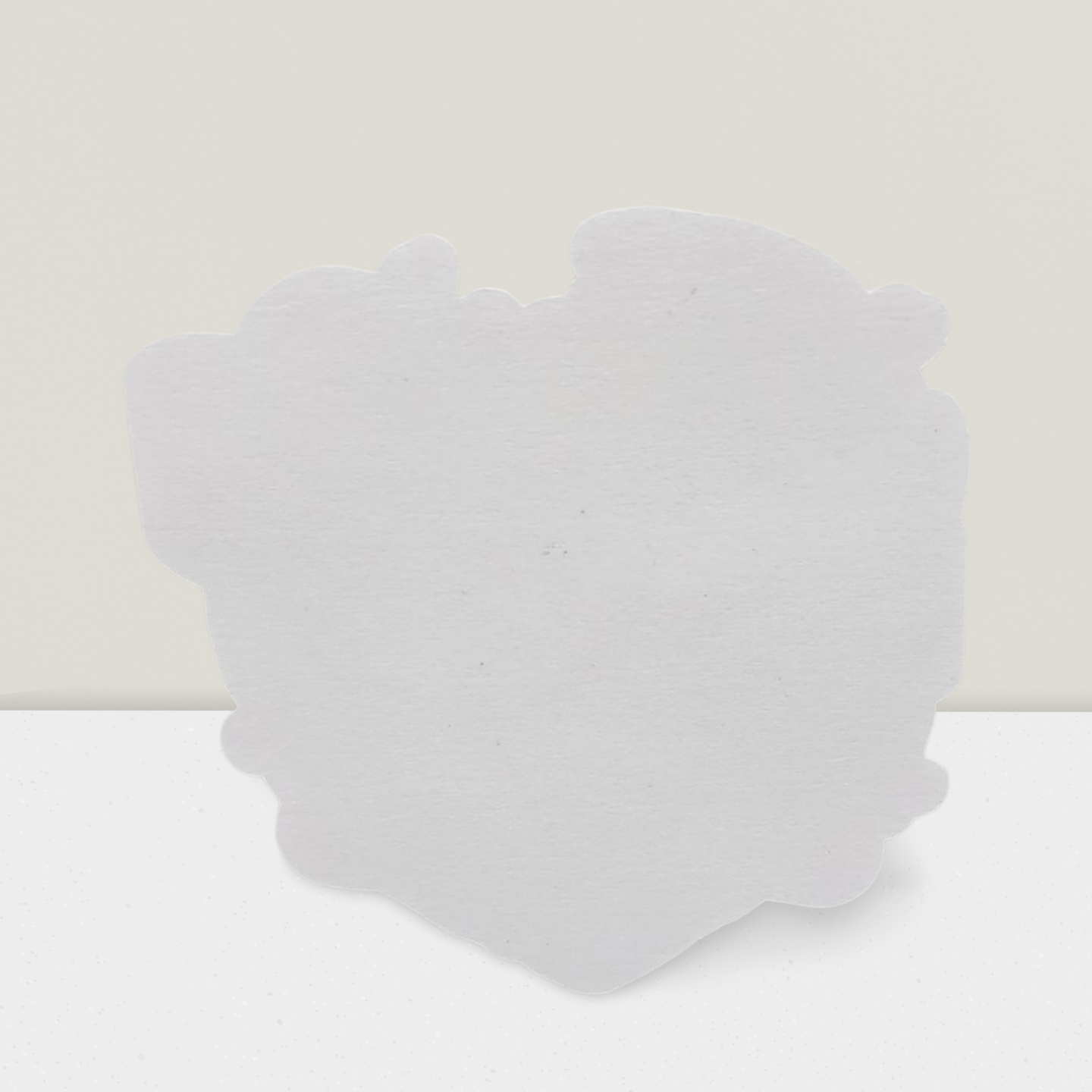 White square tile on a light beige background