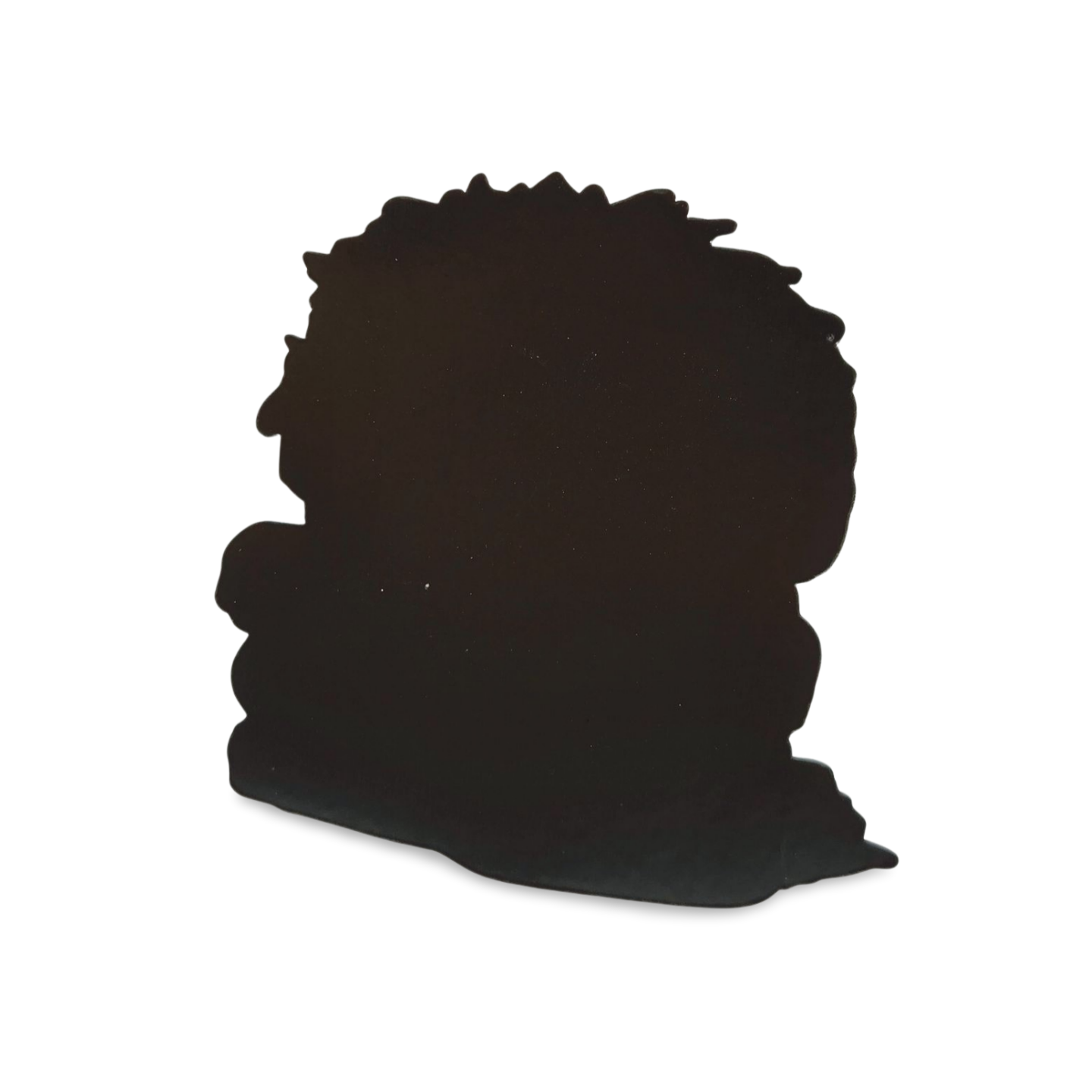 Black silhouette of a lion head on a white background