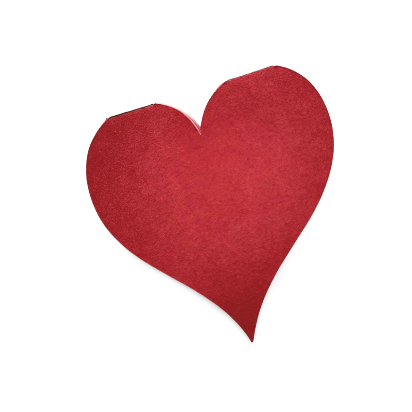 Red heart-shaped object on a white background