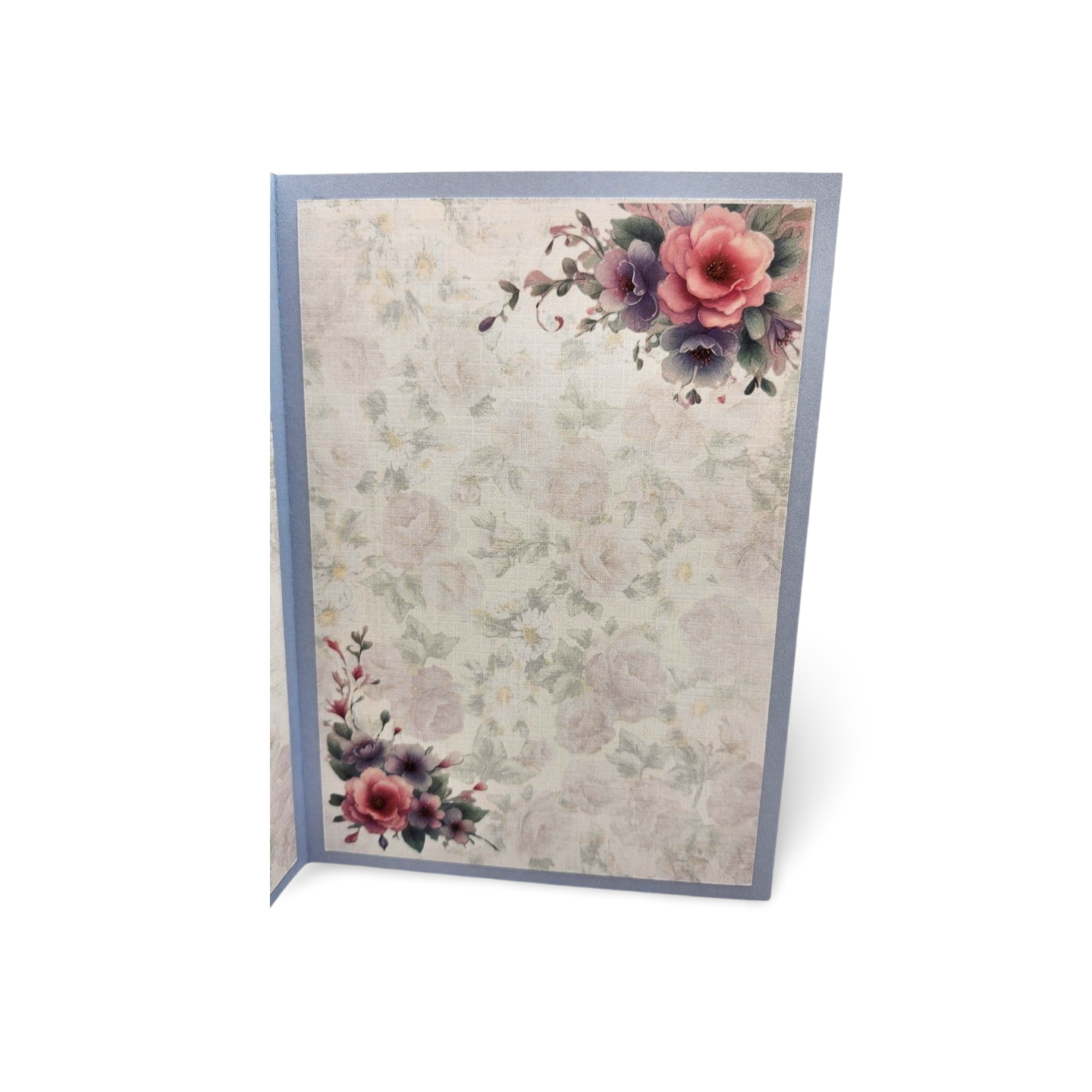 Floral design on a textured paper with a white background