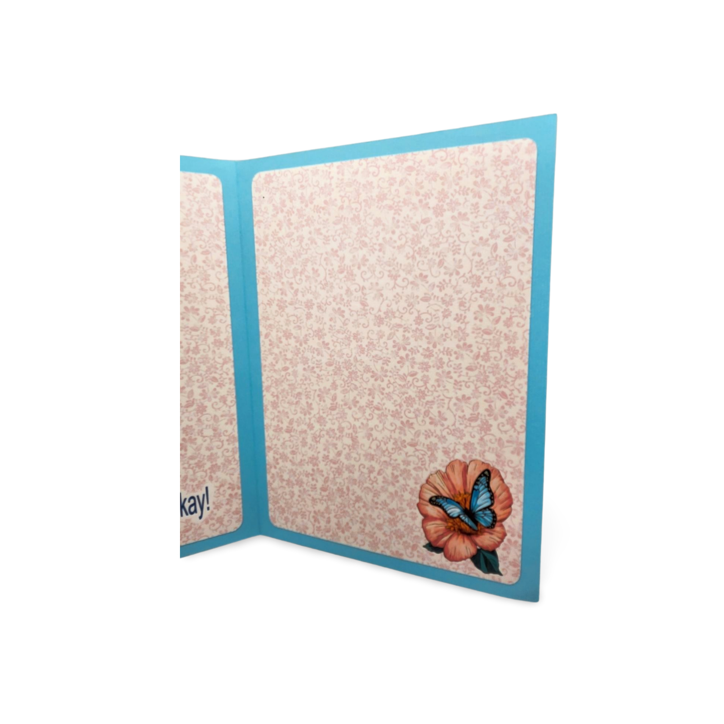 Floral card with a butterfly design on a white background