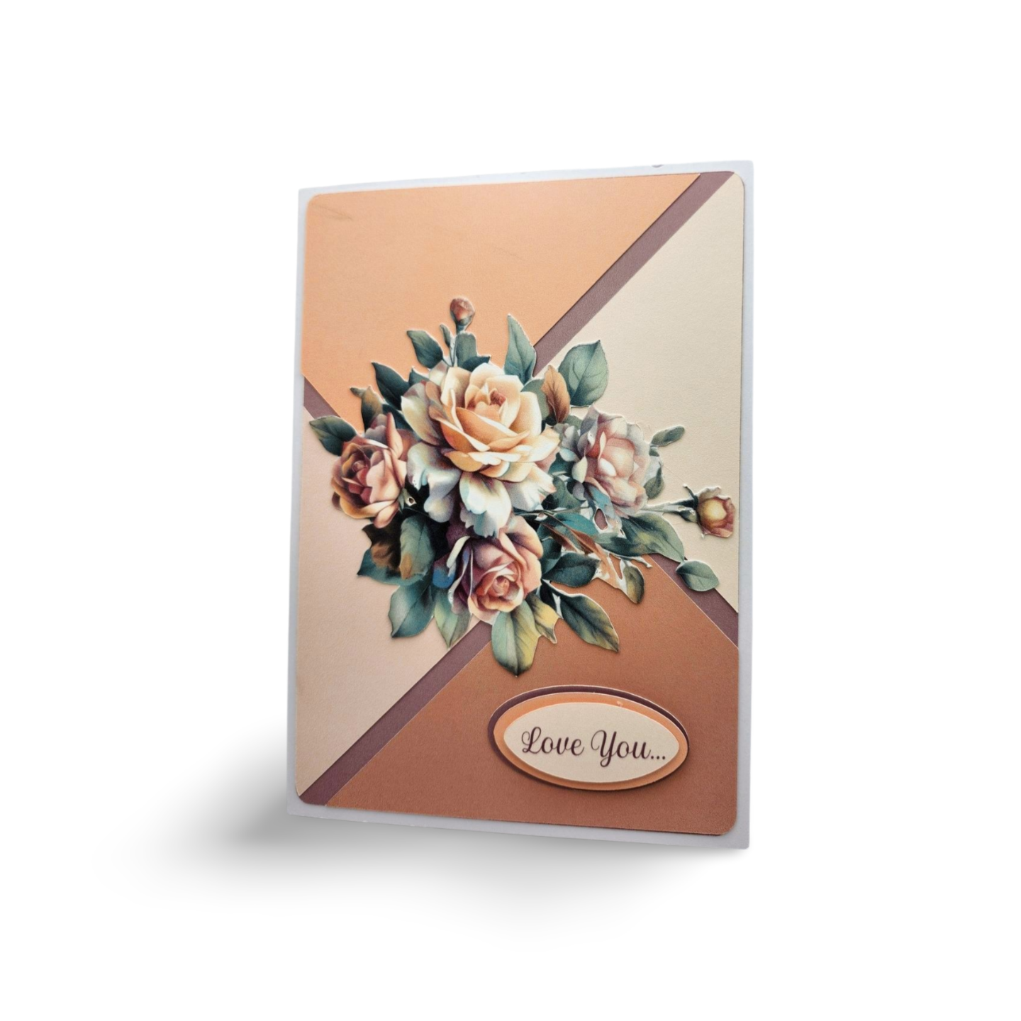 Greeting card with floral design and 'Love You' text on a white background