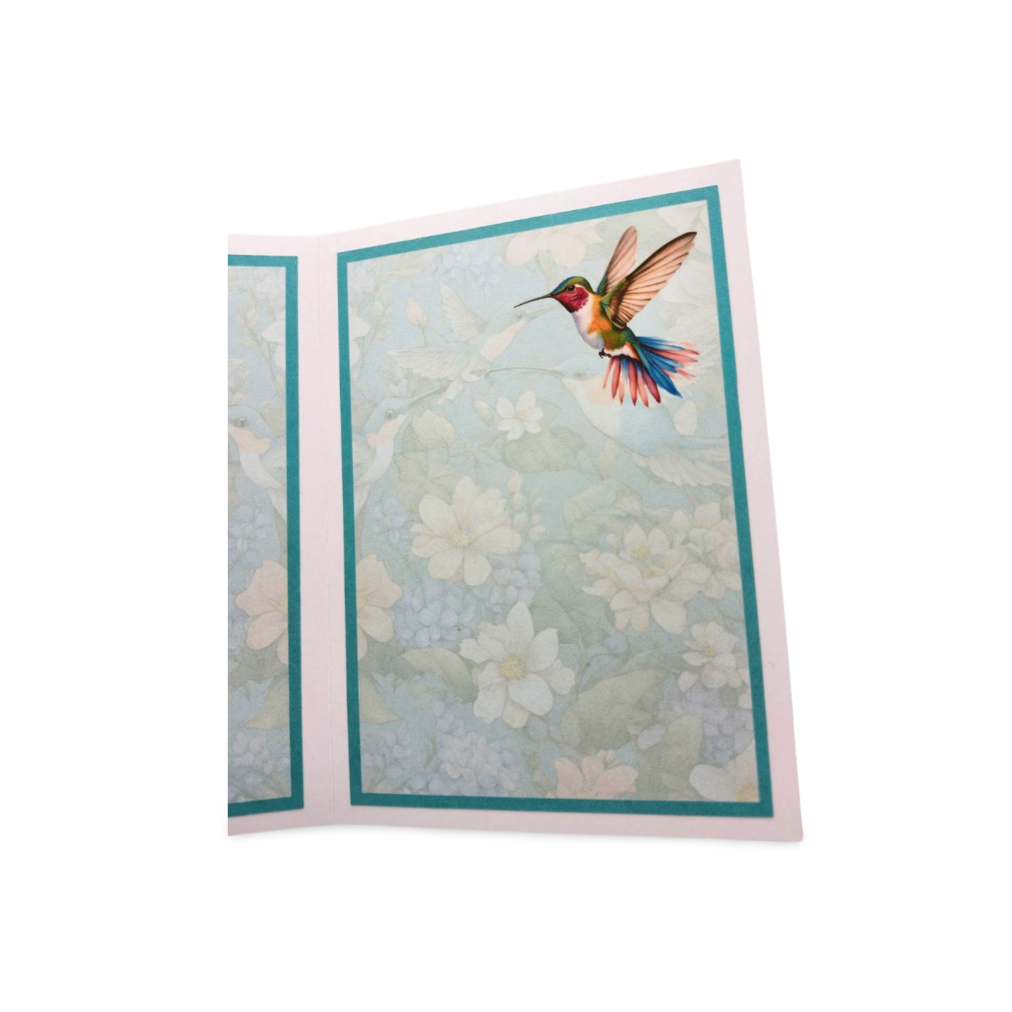 Decorative panel with a hummingbird design on a floral background