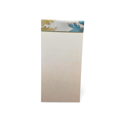 Rectangular notepad with a decorative top edge on a white background