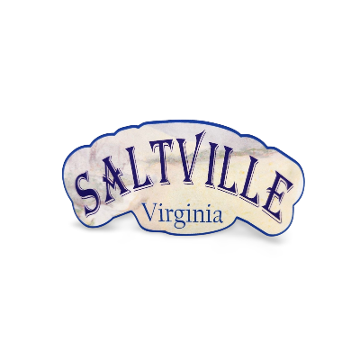 Decorative sign with 'Saltville Virginia' text on a white background