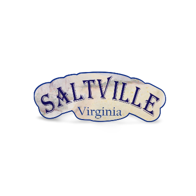 Decorative sign with 'Saltville Virginia' text on a white background