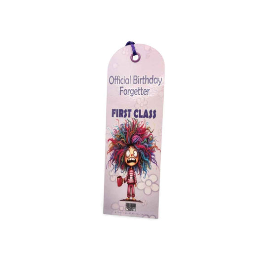 Product packaging for 'Official Birthday Forgetter' with a colorful character on a white background