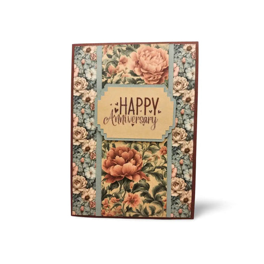 Floral card with 'Happy Anniversary' text on a white background