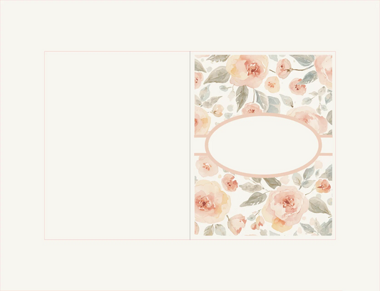Floral design with a central oval frame on a white background
