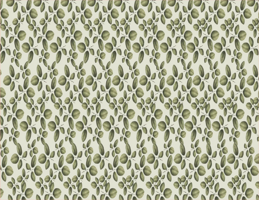 Pattern of green leaves on a beige background