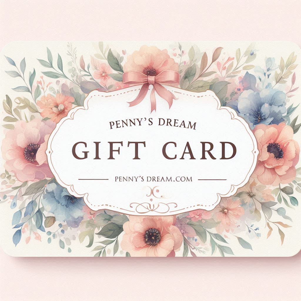 Gift card with floral design and 'Penny's Dream' branding