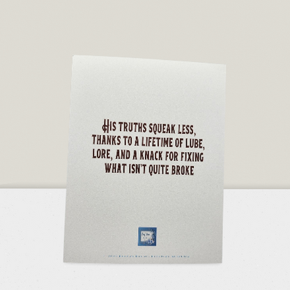 White card with black text on a white background