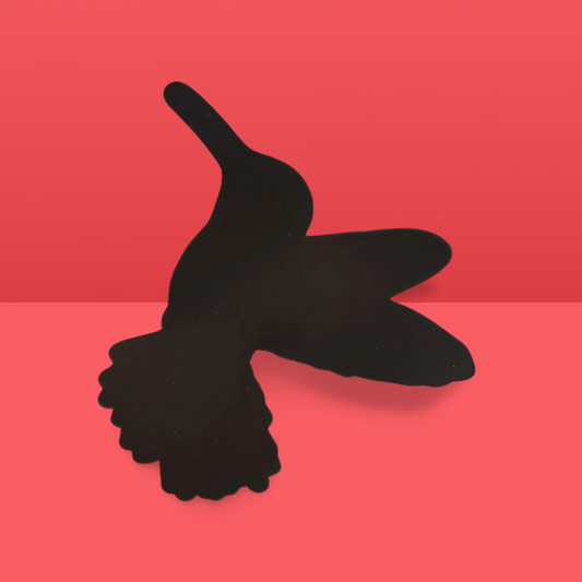 Black silhouette of a bird on a red background