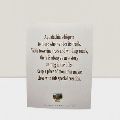 Product packaging with Appalachian-themed text on a white background