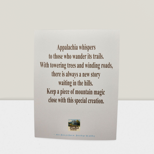 Product packaging with Appalachian-themed text on a white background