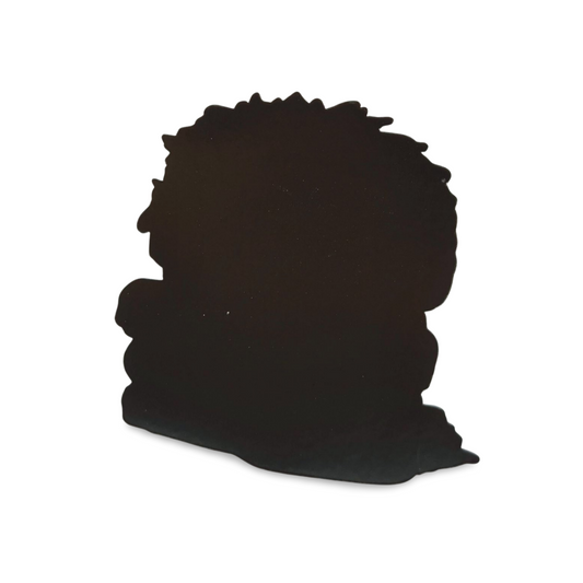 Black silhouette of a lion head on a white background