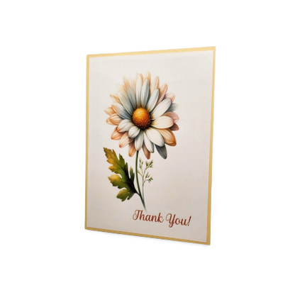 Greeting card with a daisy illustration and 'Thank You!' text on a white background