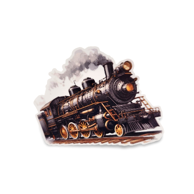Illustration of a steam locomotive with smoke on a white background