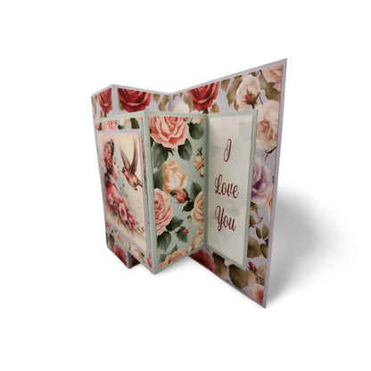 Floral trifold card with 'I Love You' text on a white background