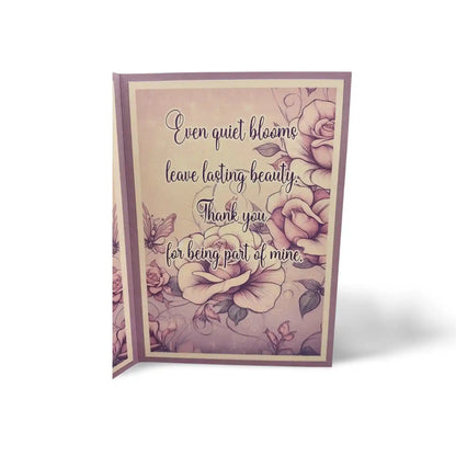 Floral card with text on a white background