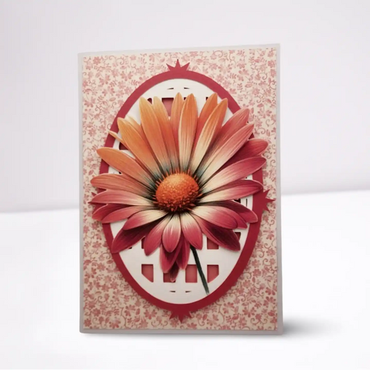 Card with a floral design and decorative elements on a white background