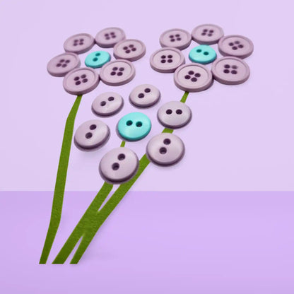 Button flower bouquet on a purple background