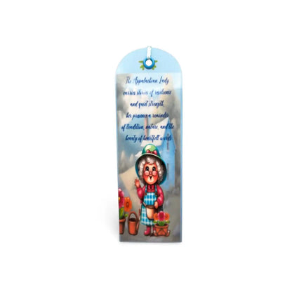 Decorative bookmark with a cartoon character and text on a white background