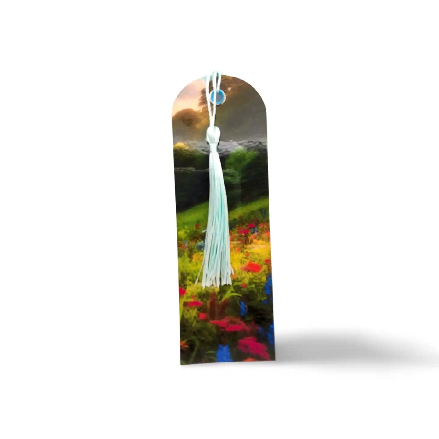 Decorative bookmark with a tassel on a white background