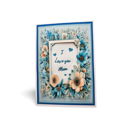 Floral card with 'I Love you Mom' text on a white background