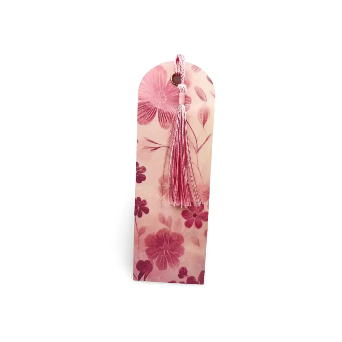 Floral bookmark with a tassel on a white background