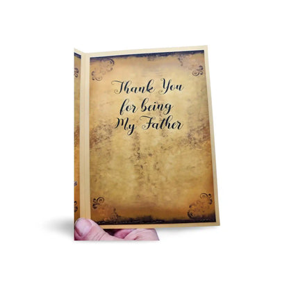 Card with 'Thank You for being My Father' text on a textured background