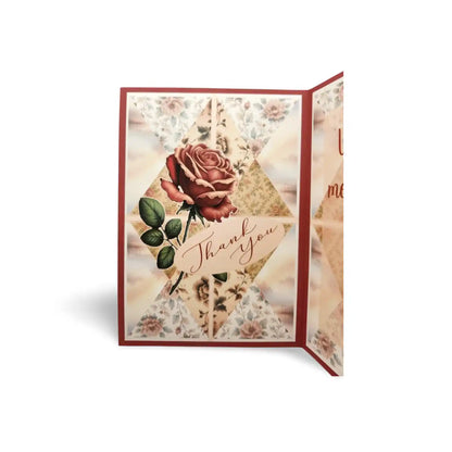 Floral card with a rose and 'Thank you' text on a white background