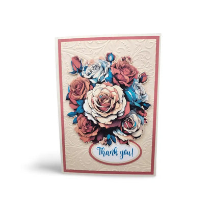 Greeting card with floral design and 'Thank you!' text on a white background