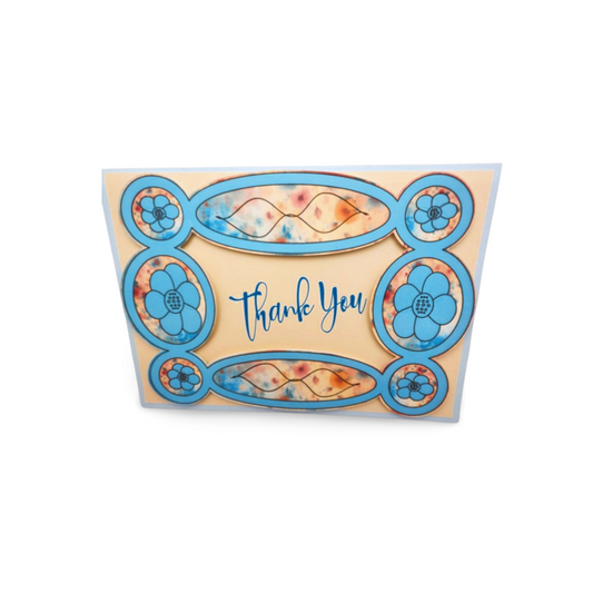 Greeting card with floral design and 'Thank You' text on a white background