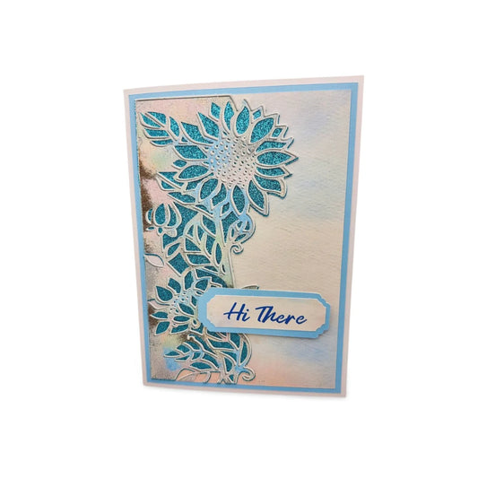 Greeting card with floral design and 'Hi There' text on a white background