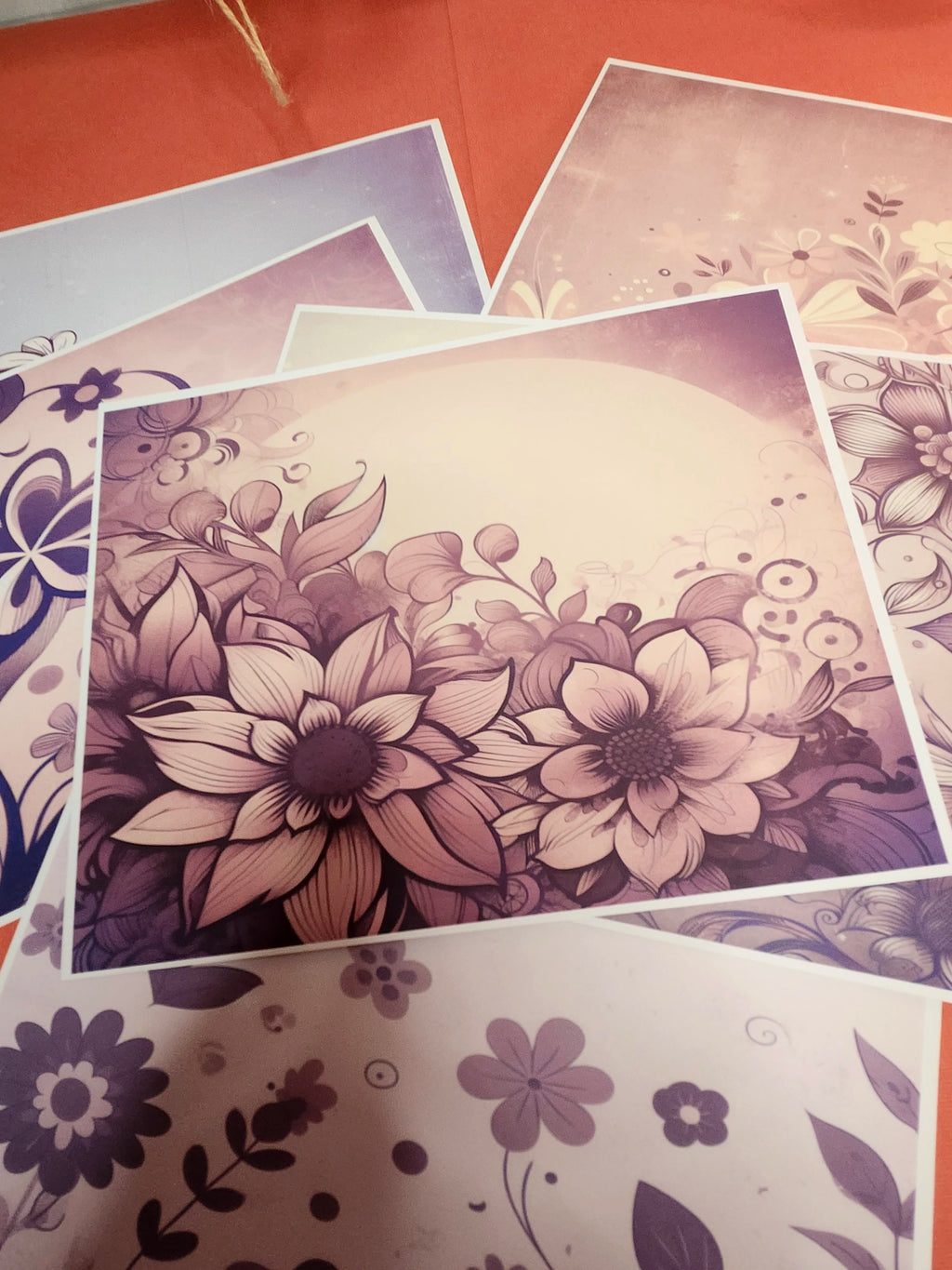 Floral design prints on a surface