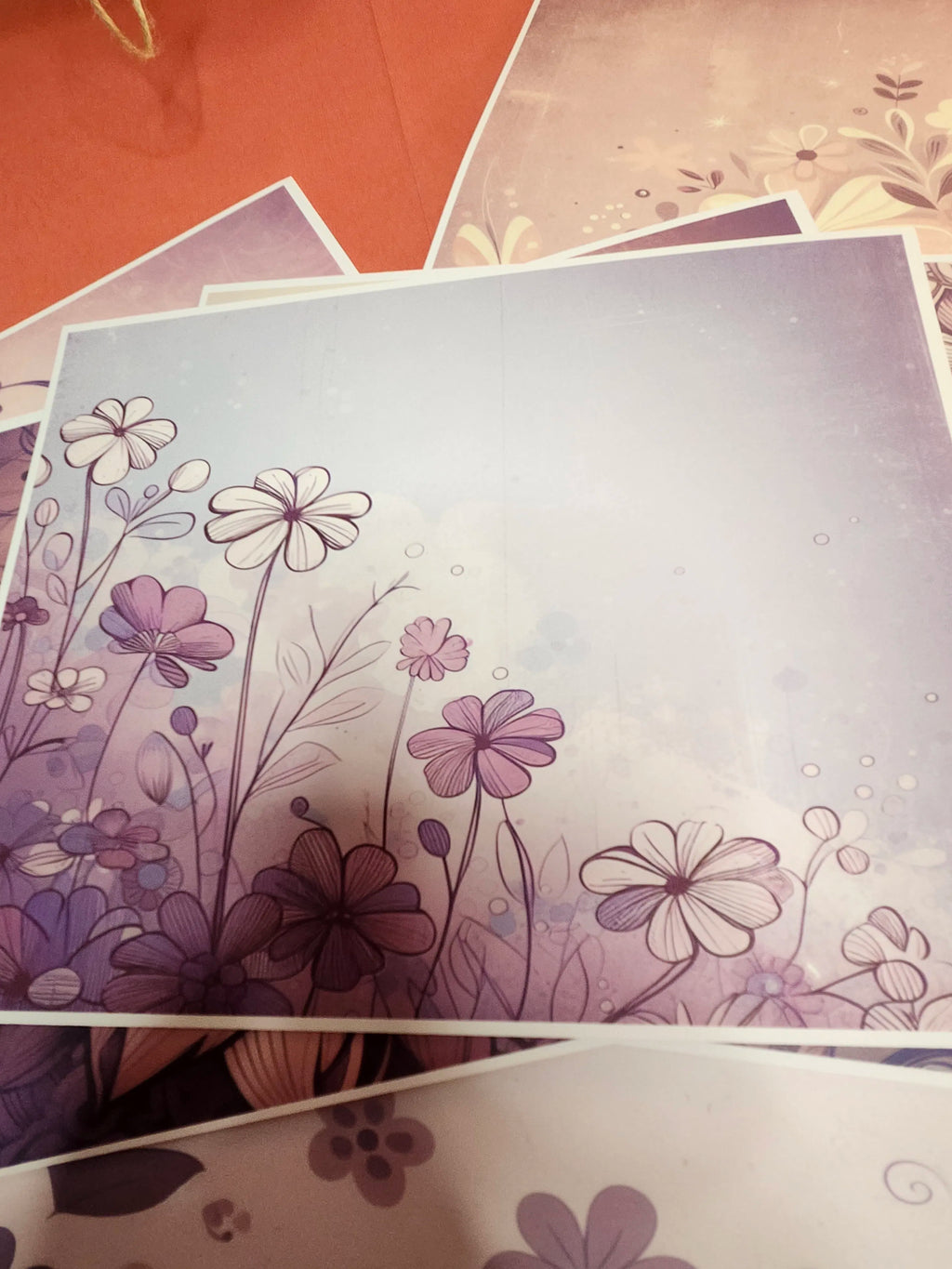 Floral design on a textured surface