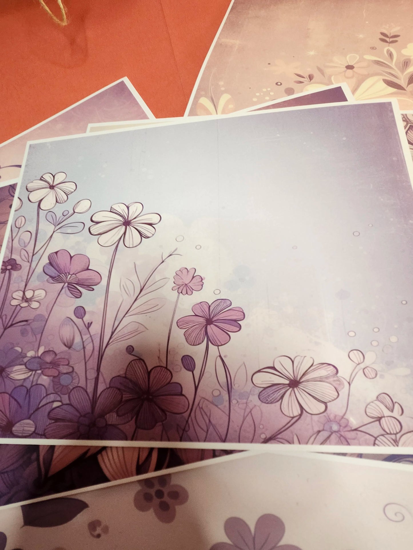 Floral design on a textured surface