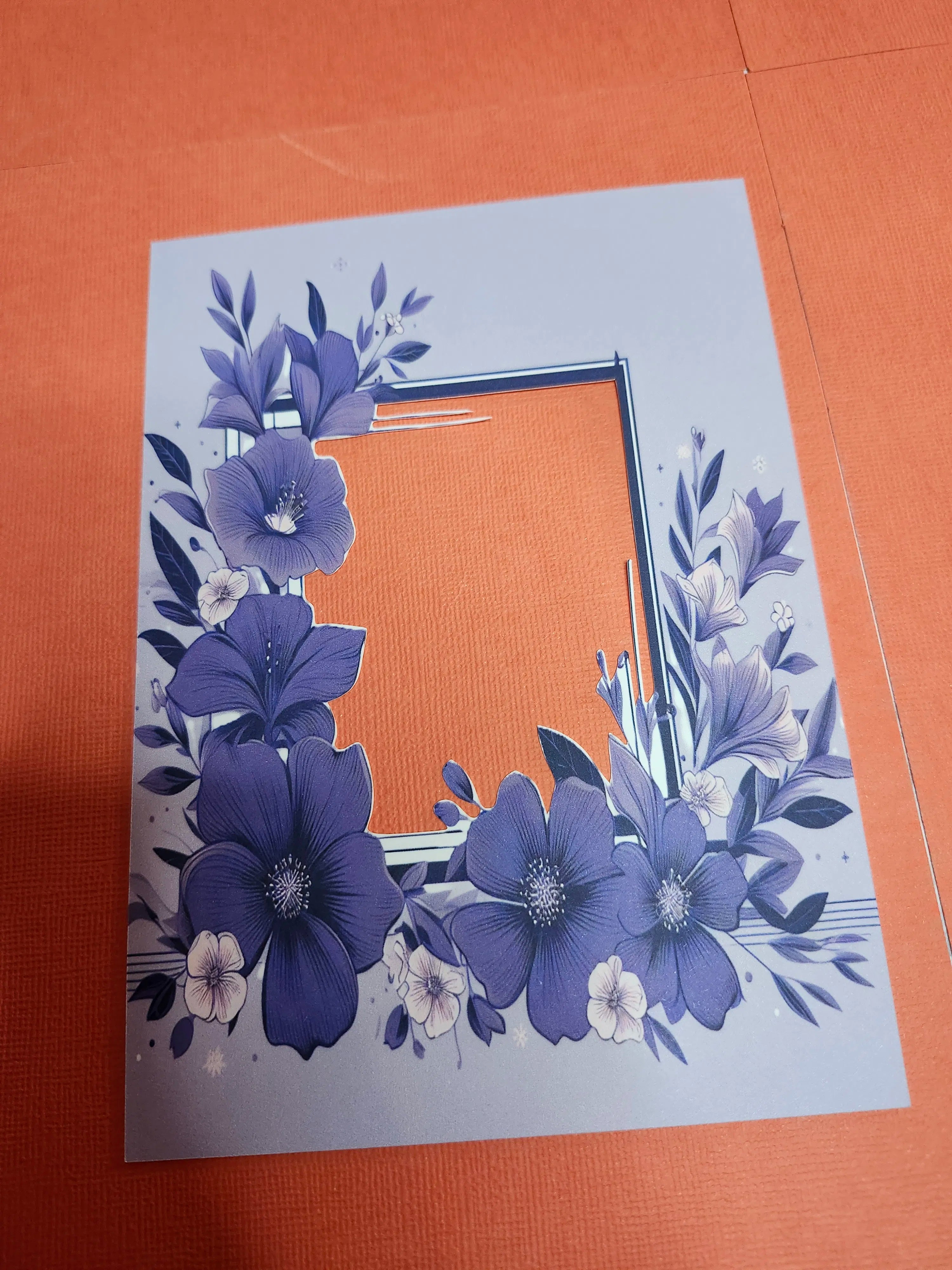 Floral design with blue flowers on a white background