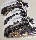 Sticker of a vintage steam locomotive on a plain background