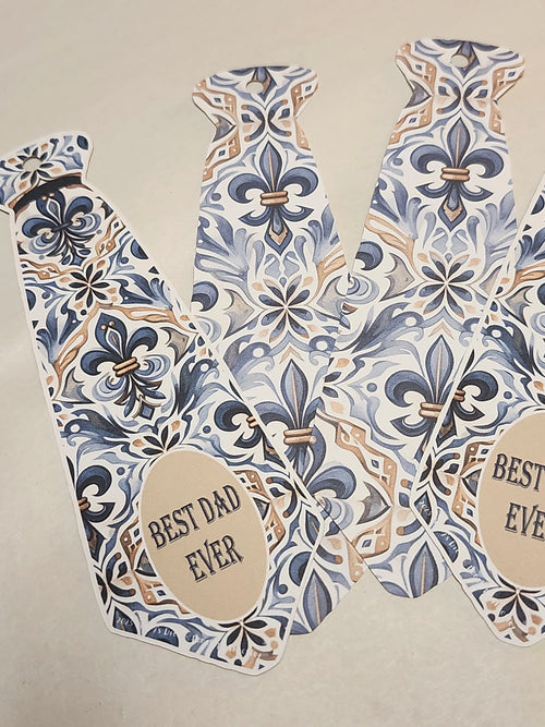 Decorative vest with floral pattern and 'Best Dad Ever' text on a beige background