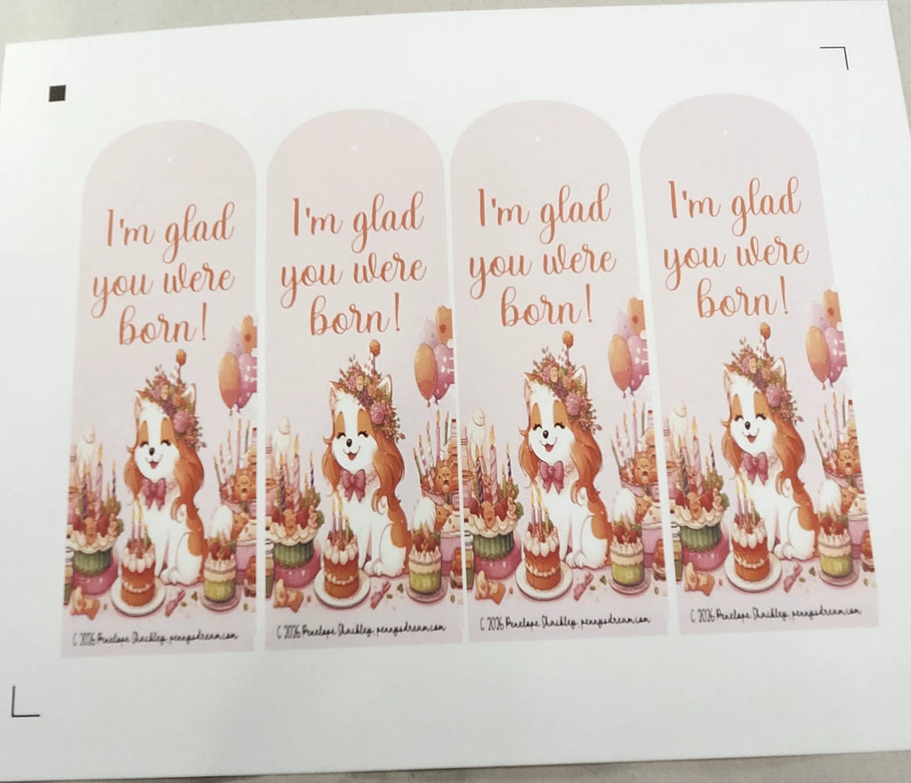 I’m Glad You Were Born Bookmark Sheet – Digital File (SVG for Silhouette Studio)