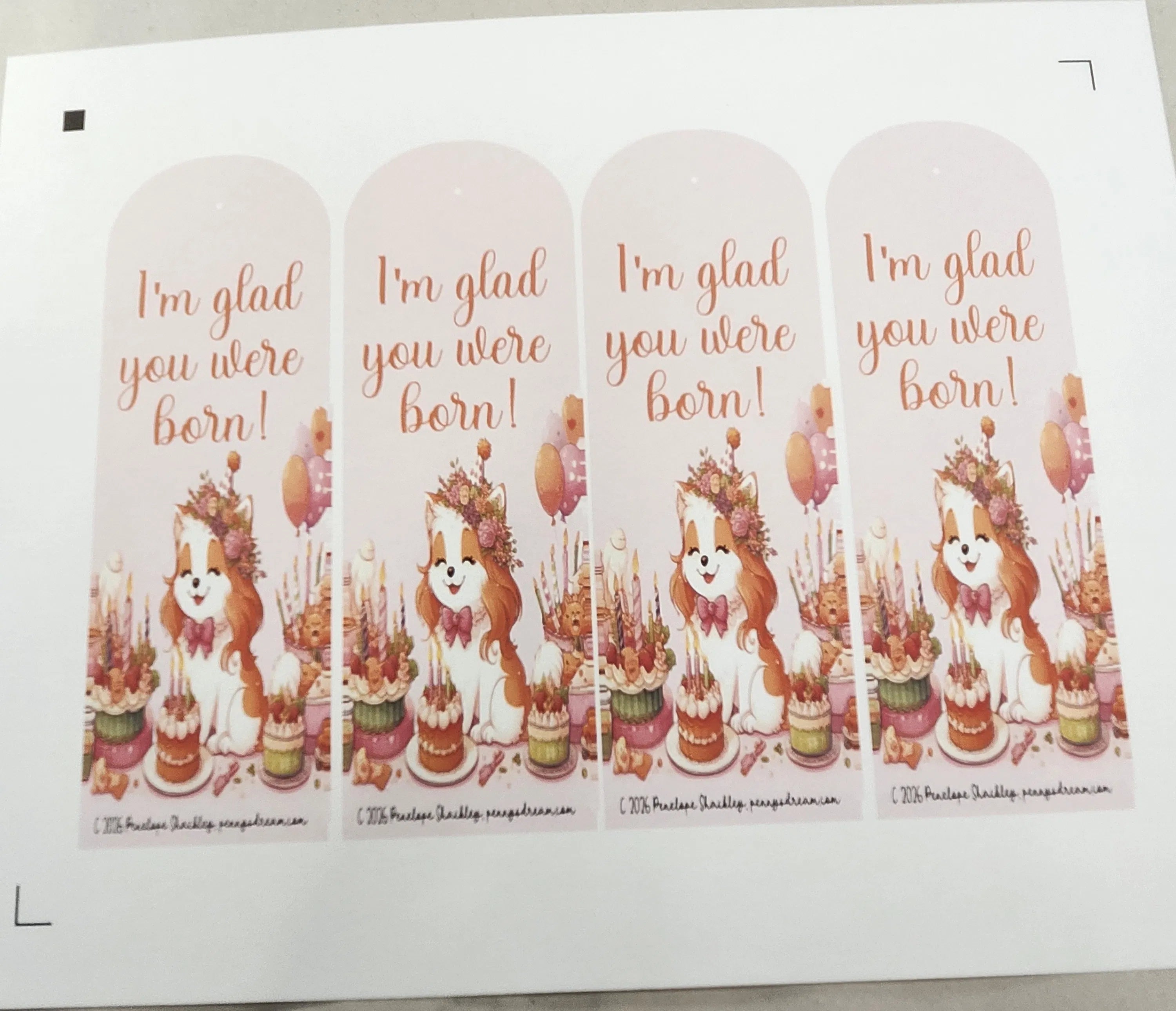 I’m Glad You Were Born Bookmark Sheet – Digital File (SVG for Silhouette Studio)