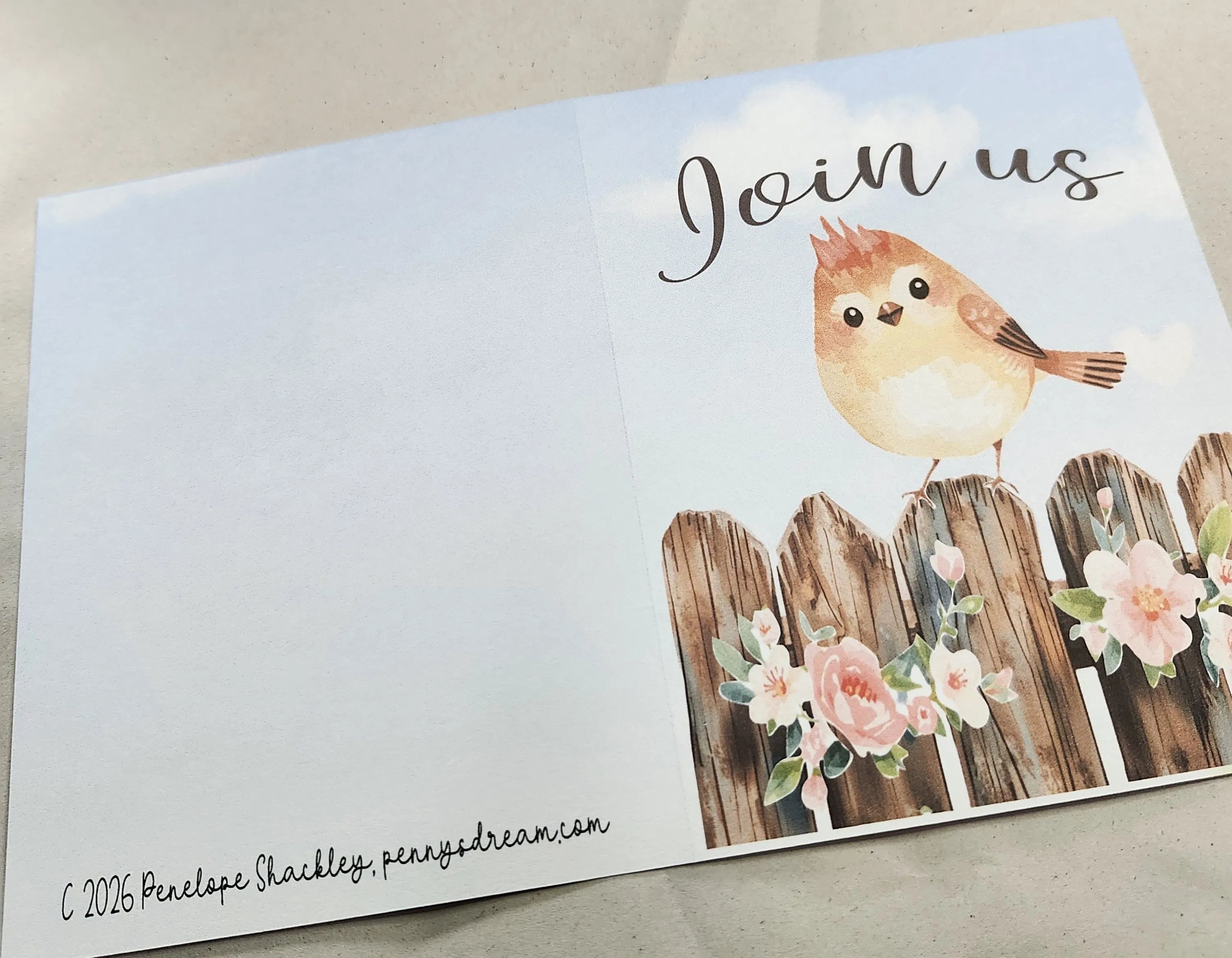 Little Bird Invitation – A2 Card – Digital File (SVG for Silhouette Studio)