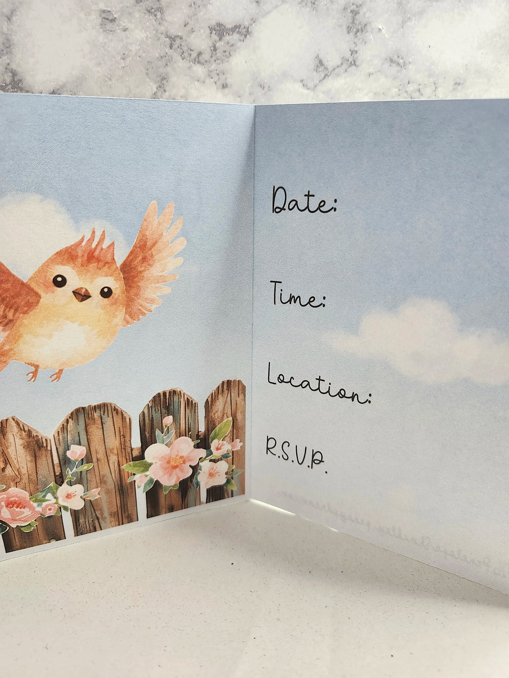 Little Bird Invitation – A2 Card – Digital File (SVG for Silhouette Studio)