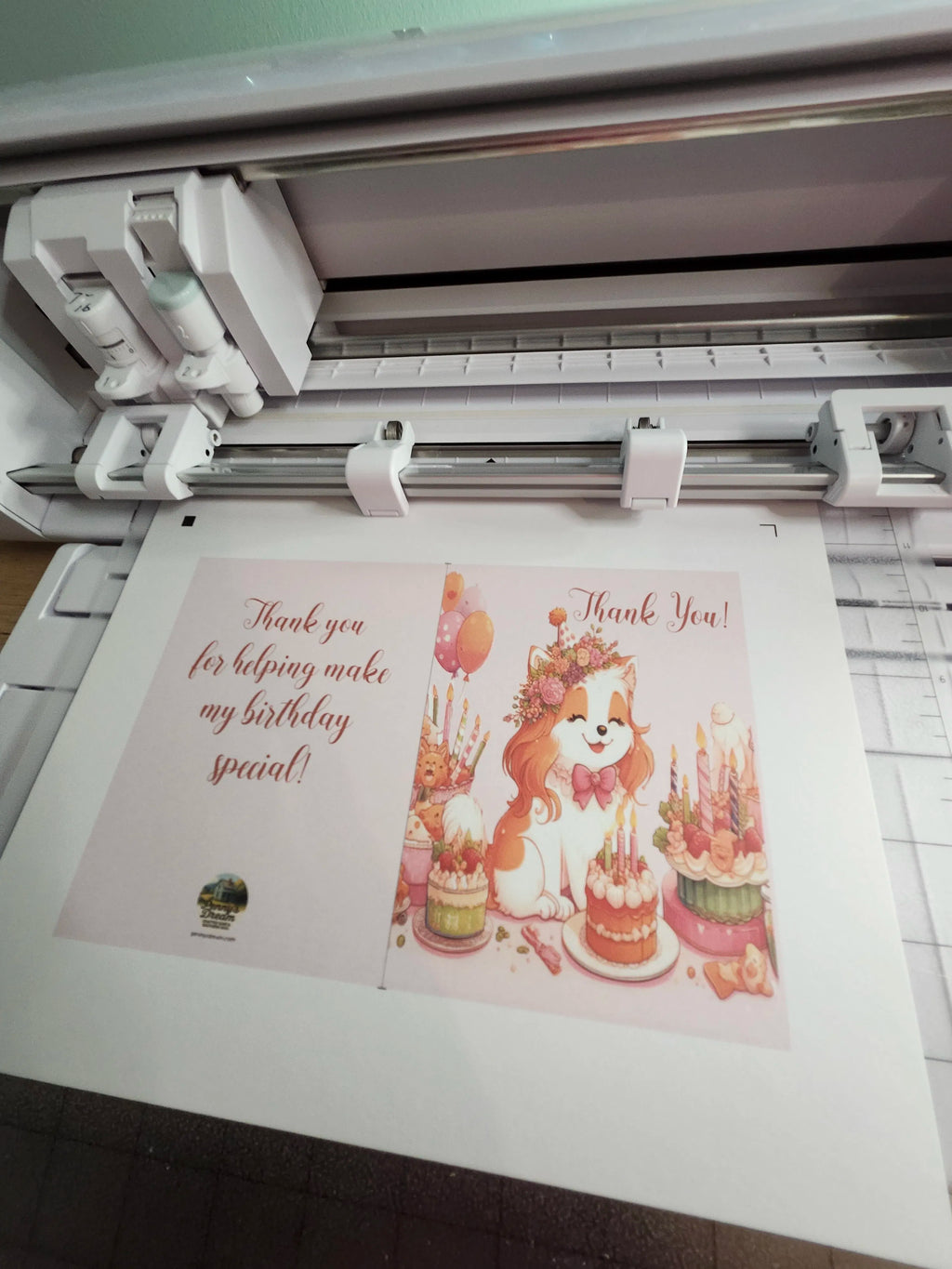 Birthday Pup Thank‑You Card – A2 Size – Silhouette Studio SVG